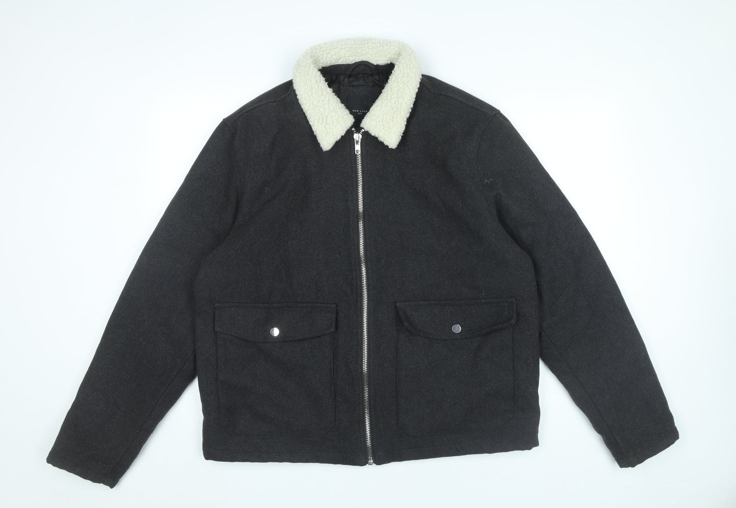 Mens UK Size L New Look Black Bomber Jacket