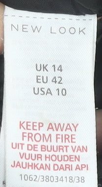 New Look Women’s Green Quilted Puffer Jacket UK 14 Faux Fur Hood