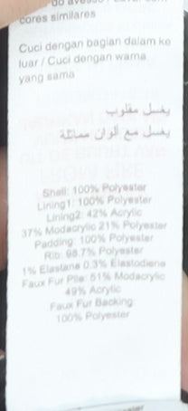 New Look Women’s Green Quilted Puffer Jacket UK 14 Faux Fur Hood