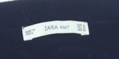 Womens UK Size M Zara Blue Pullover Jumper