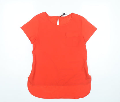 French Connection Women’s Red Tunic Blouse Size S Short Sleeve