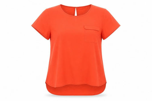 French Connection Women’s Red Tunic Blouse Size S Short Sleeve
