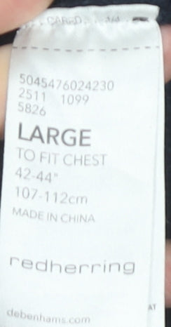 Red Herring Men’s Black Cotton Crew Neck Jumper Size L