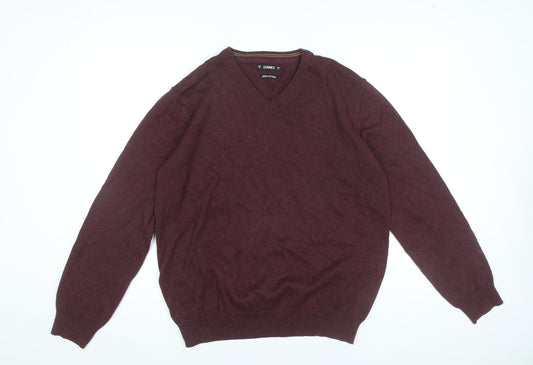 Dunnes Men’s Red V-Neck Cotton Knit Jumper Size M