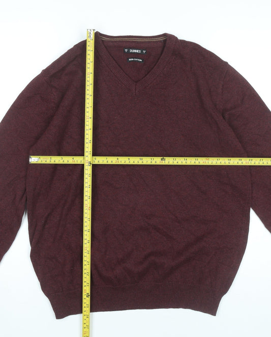 Dunnes Men’s Red V-Neck Cotton Knit Jumper Size M