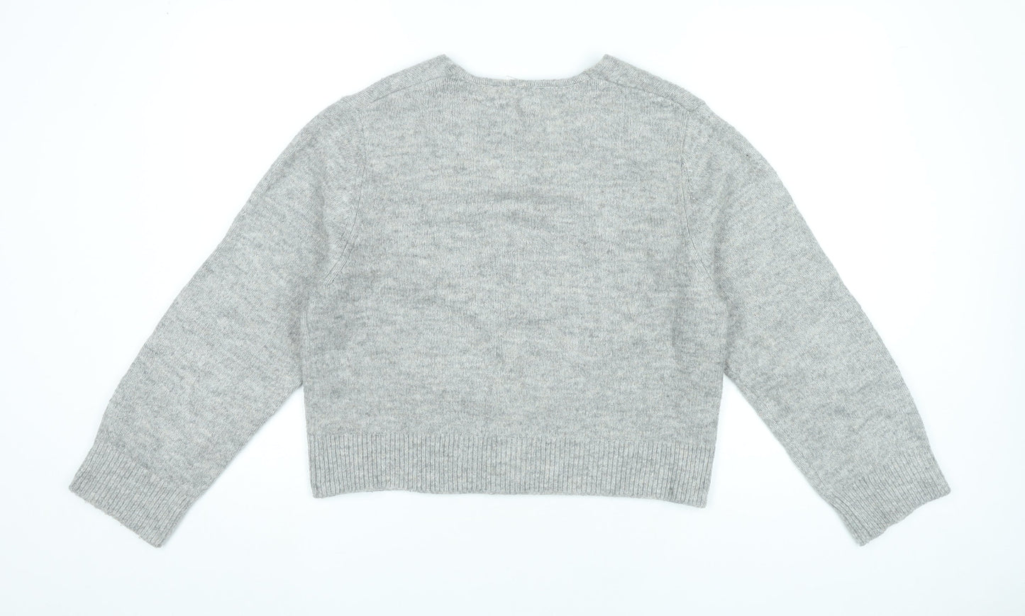 H&M Women Grey V-Neck Cardigan Jumper Long Sleeve Size S