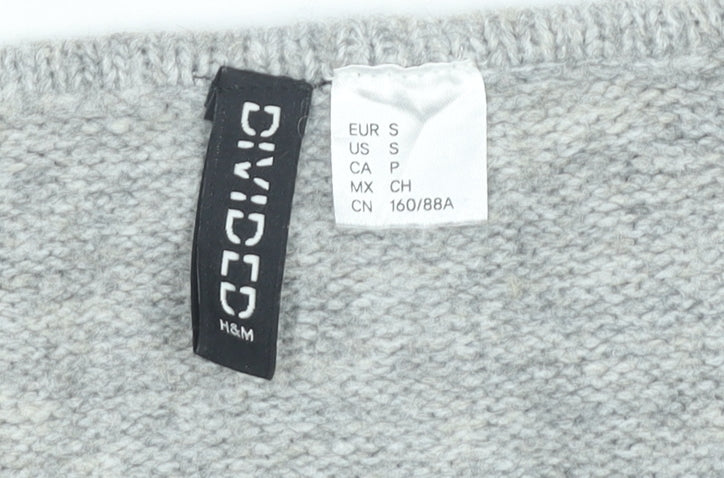 H&M Women Grey V-Neck Cardigan Jumper Long Sleeve Size S
