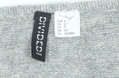 H&M Women Grey V-Neck Cardigan Jumper Long Sleeve Size S