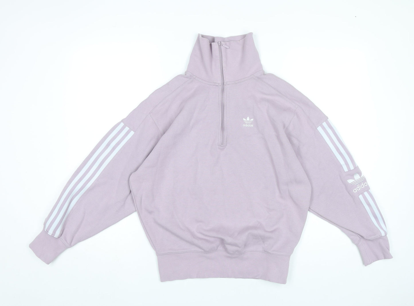 Adidas Womens Purple 1/2 Zip Sweatshirt UK 8 Cotton Blend Logo