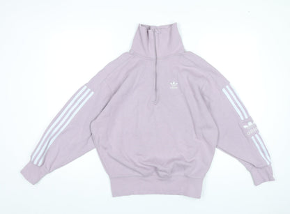 Adidas Womens Purple 1/2 Zip Sweatshirt UK 8 Cotton Blend Logo