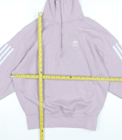 Adidas Womens Purple 1/2 Zip Sweatshirt UK 8 Cotton Blend Logo