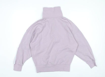 Adidas Womens Purple 1/2 Zip Sweatshirt UK 8 Cotton Blend Logo
