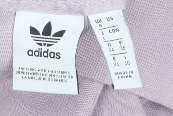 Adidas Womens Purple 1/2 Zip Sweatshirt UK 8 Cotton Blend Logo