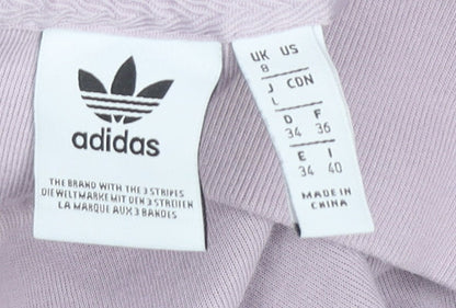 Adidas Womens Purple 1/2 Zip Sweatshirt UK 8 Cotton Blend Logo