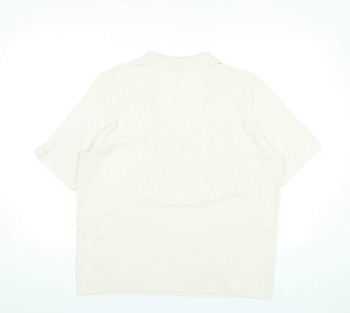 Marks and Spencer Men’s Ivory Polo Shirt L Knit Viscose Blend