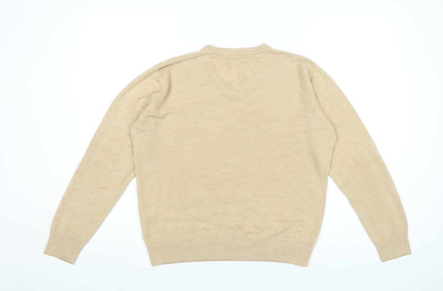 Pierre Cardin Mens Beige XL V-Neck Pullover Jumper Acrylic Knit