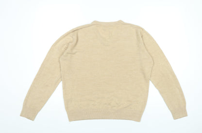 Pierre Cardin Mens Beige XL V-Neck Pullover Jumper Acrylic Knit