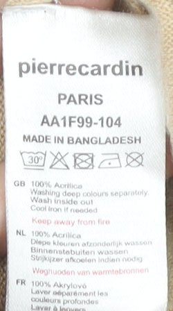 Pierre Cardin Mens Beige XL V-Neck Pullover Jumper Acrylic Knit