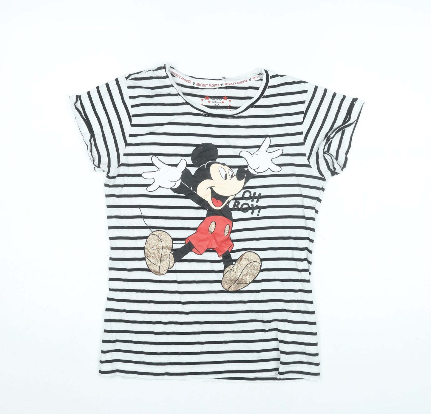 Womens UK Size XS Disney Black Basic T-Shirt