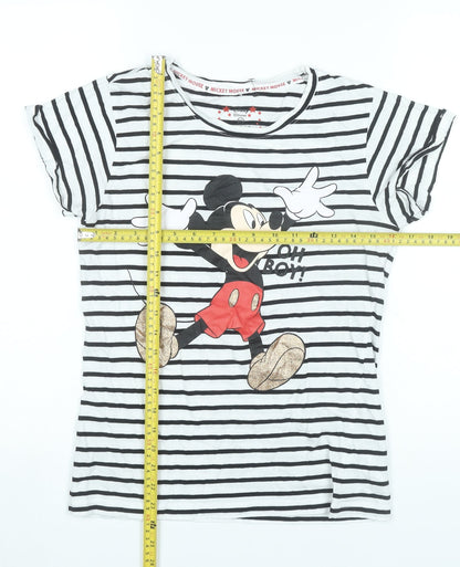 Womens UK Size XS Disney Black Basic T-Shirt