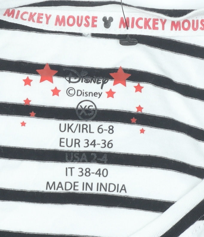 Womens UK Size XS Disney Black Basic T-Shirt
