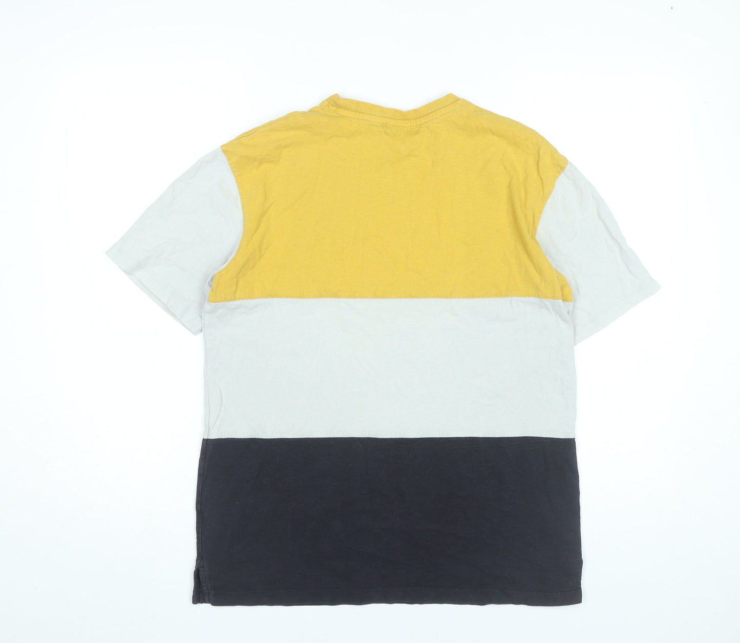 Topman Men's XS Yellow White Black Colourblock Retro T-Shirt