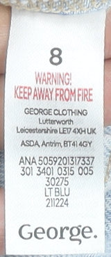 George Women’s Blue Puff Sleeve A-Line Cotton Denim Dress Size 8