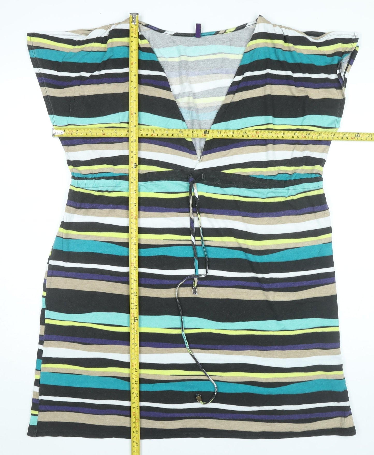 Figleaves Women’s Multicoloured Striped Knee Length Shift Dress L