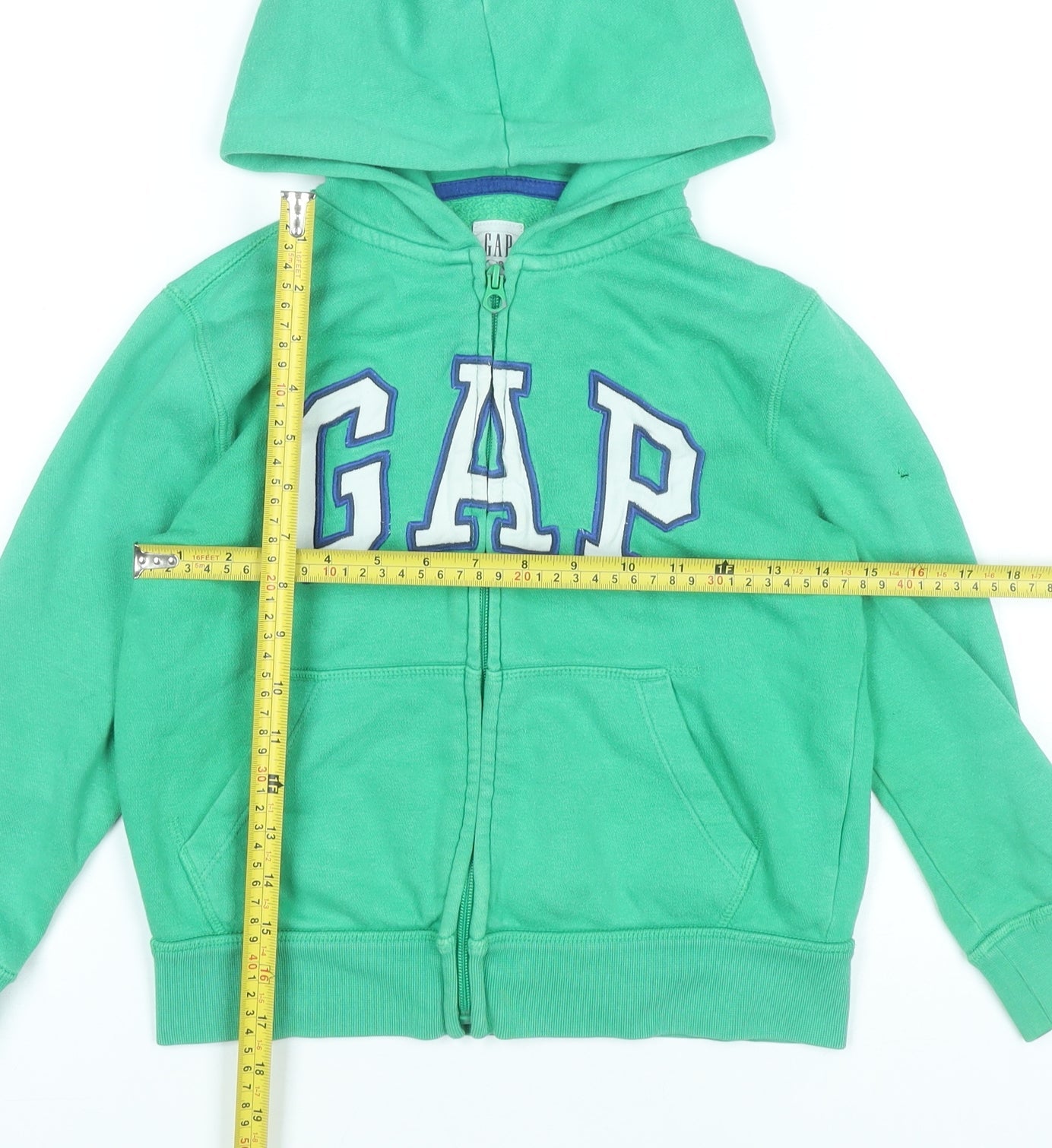 GAP Kids Boys Green Full Zip Hoodie Age 6-7 Years Logo Sweatshirt