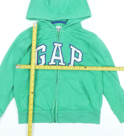 GAP Kids Boys Green Full Zip Hoodie Age 6-7 Years Logo Sweatshirt