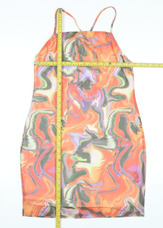 H&M Divided Women’s Multicoloured Bodycon Halter Dress Size 14