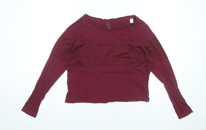 Reebok Womens Red XS Long Sleeve Pullover Activewear Top