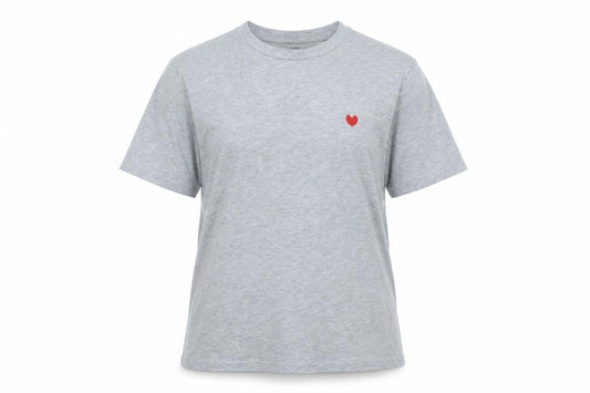 The Neighbour Goods Womens Grey Cotton Heart Embroidered T-Shirt M