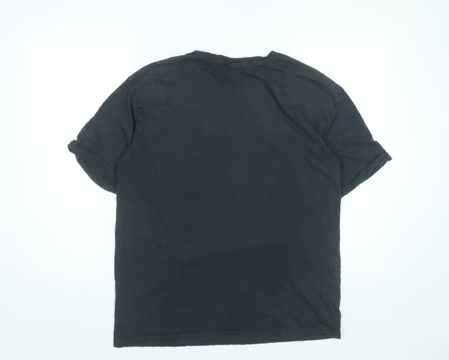 Bershka Women’s Black Graphic T-Shirt Size 12 Cotton Short Sleeve Top