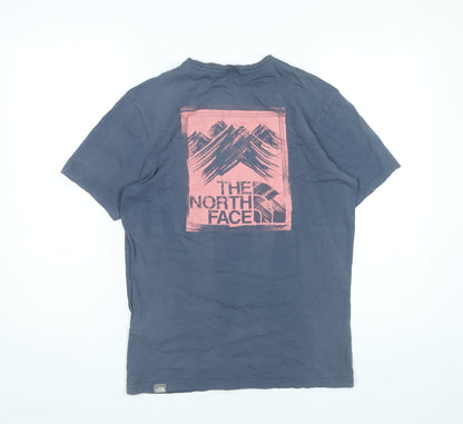 The North Face Men's Blue Small Graphic Print Cotton T-Shirt