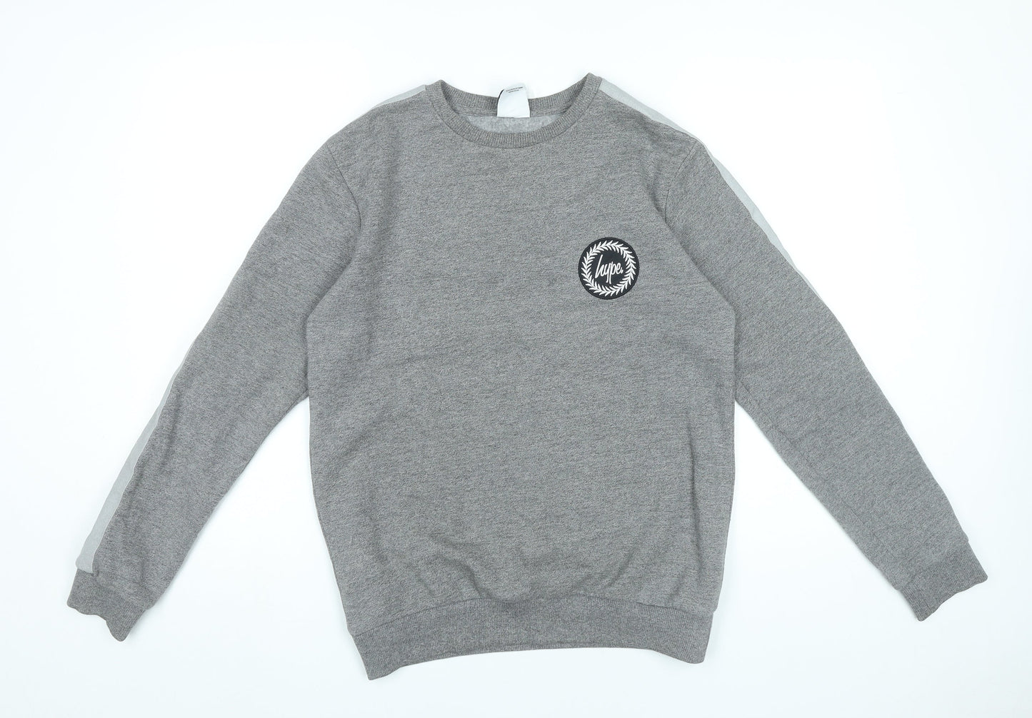 Hype Women Grey Small Pullover Sweatshirt Logo Long Sleeve