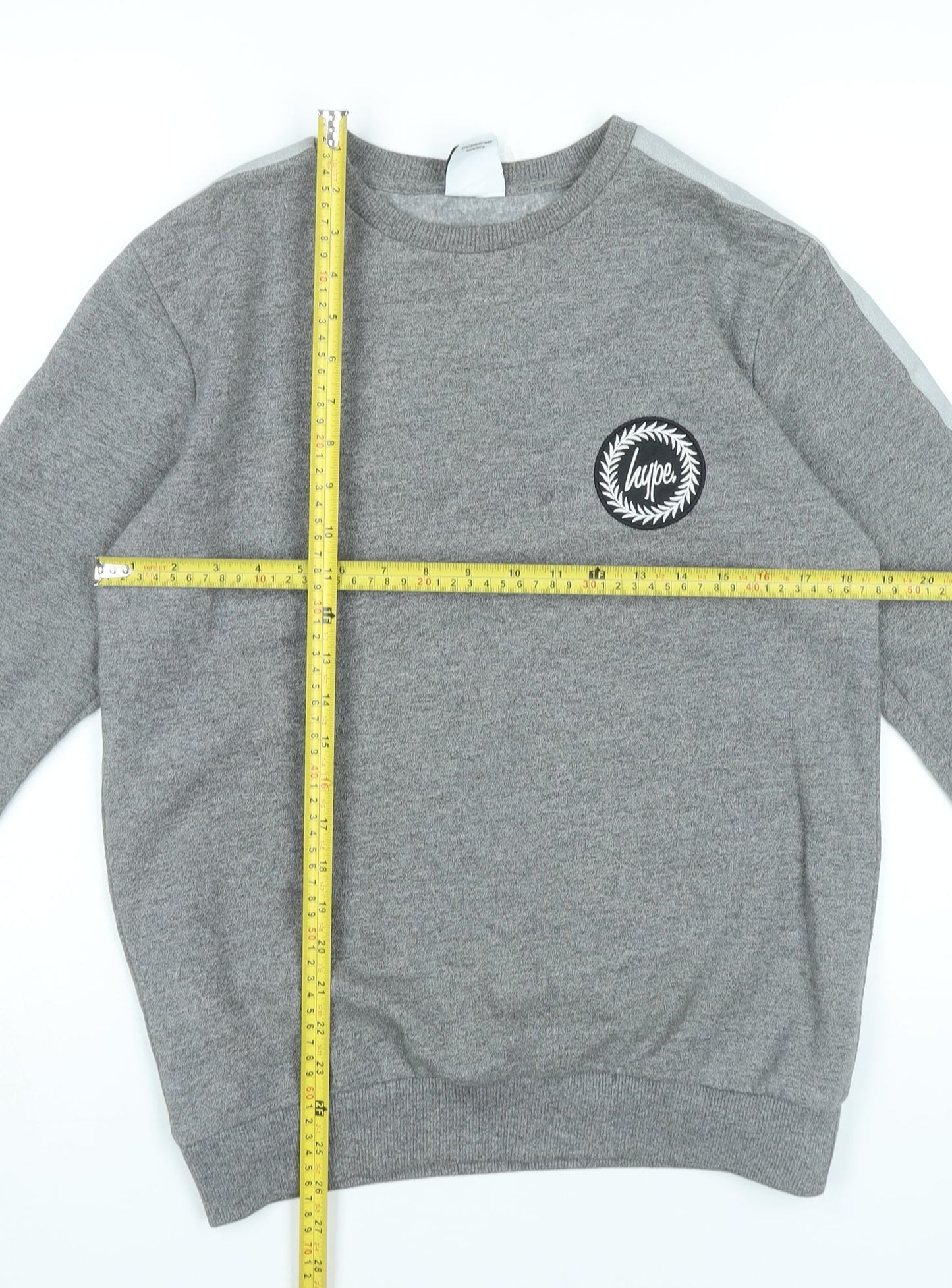 Hype Women Grey Small Pullover Sweatshirt Logo Long Sleeve