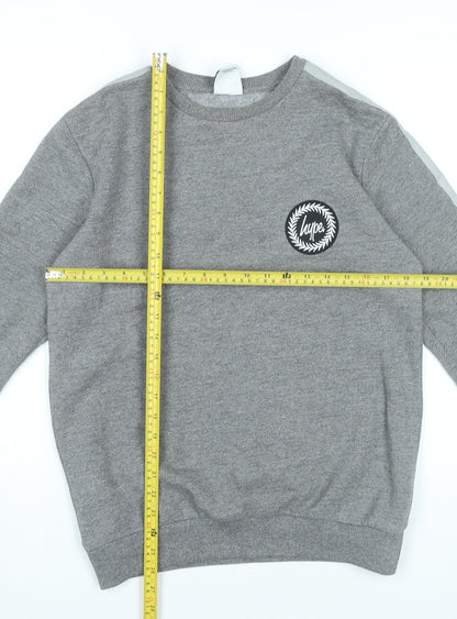 Hype Women Grey Small Pullover Sweatshirt Logo Long Sleeve