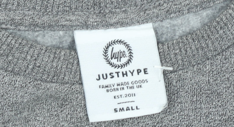 Hype Women Grey Small Pullover Sweatshirt Logo Long Sleeve