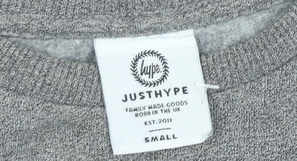 Hype Women Grey Small Pullover Sweatshirt Logo Long Sleeve