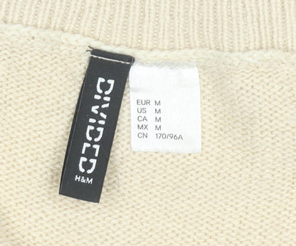 H&M Women’s Beige Striped V-Neck Pullover Jumper Size 12