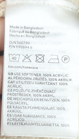 H&M Women’s Beige Striped V-Neck Pullover Jumper Size 12