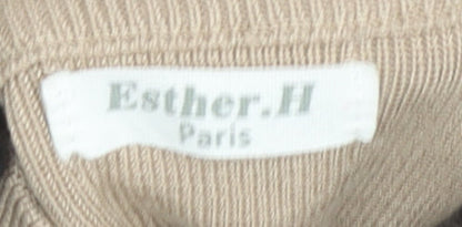 Esther.H Women Beige Bodycon Knit Dress Roll Neck One Size