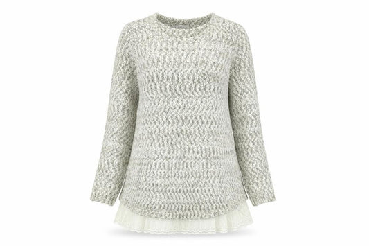 Apricot Women’s Beige Knit Jumper Dress M Long Sleeve Lace Hem