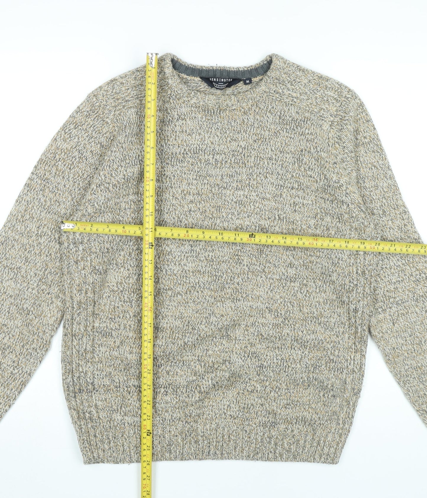 Kensington Eastside Men's Beige Knit Pullover Jumper Size M