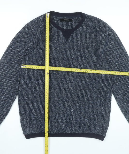 ACW85 Men's Blue Knit Pullover Jumper Medium Crew Neck