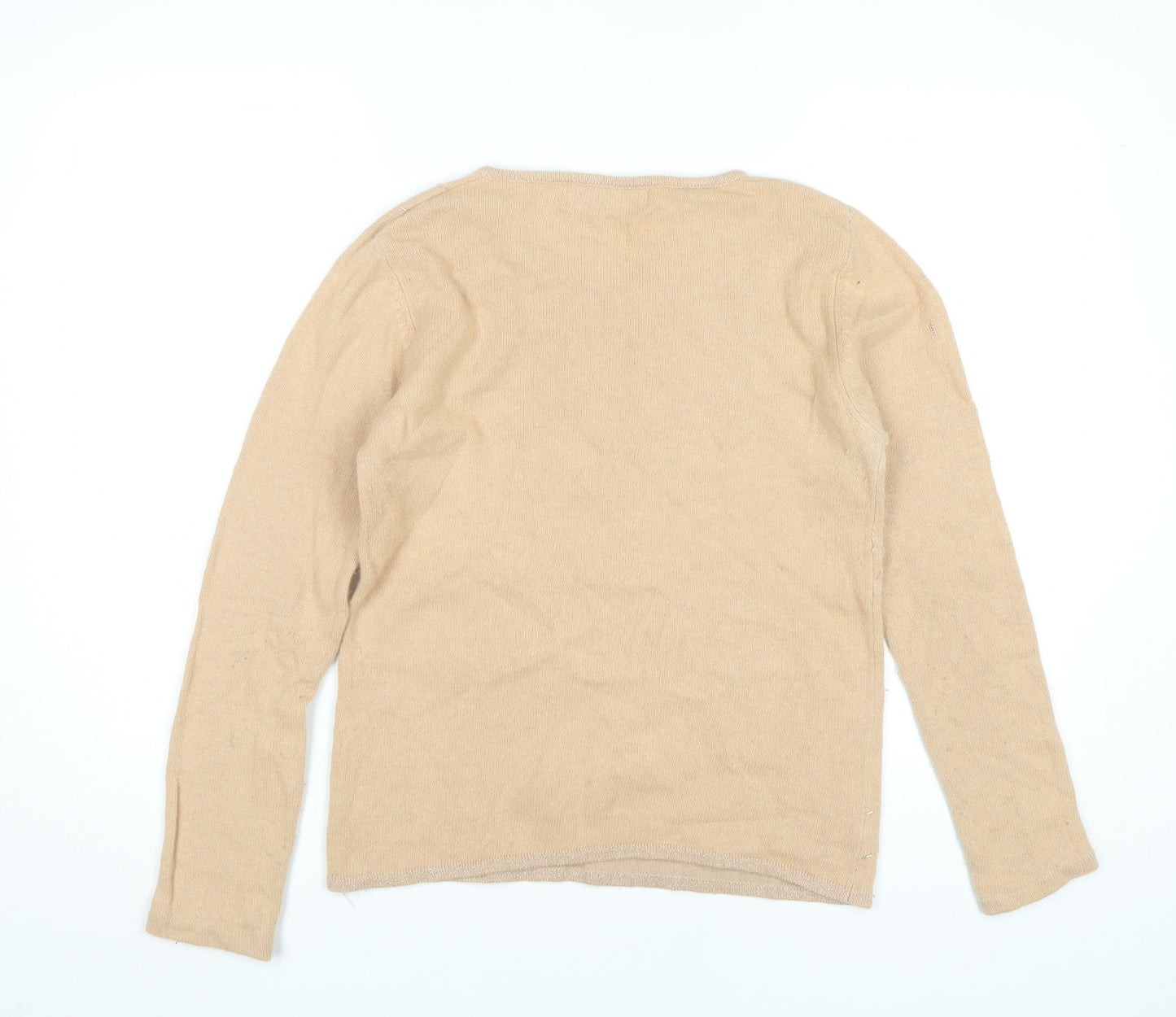 Cordelia Womens Beige Sequin Embellished Jumper Size 10 Pullover Knitwear
