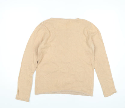 Cordelia Womens Beige Sequin Embellished Jumper Size 10 Pullover Knitwear