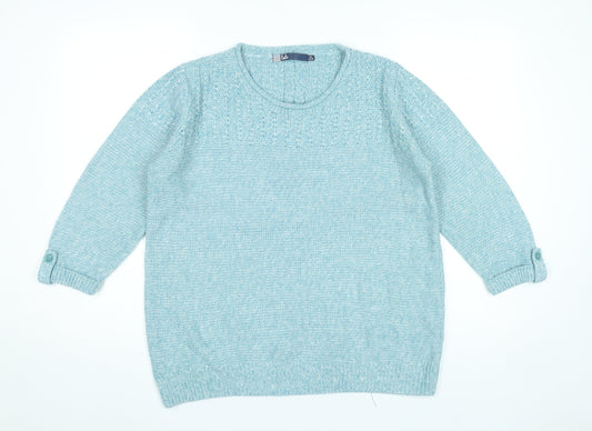 Womens UK Size 16 Isle Blue Pullover Jumper