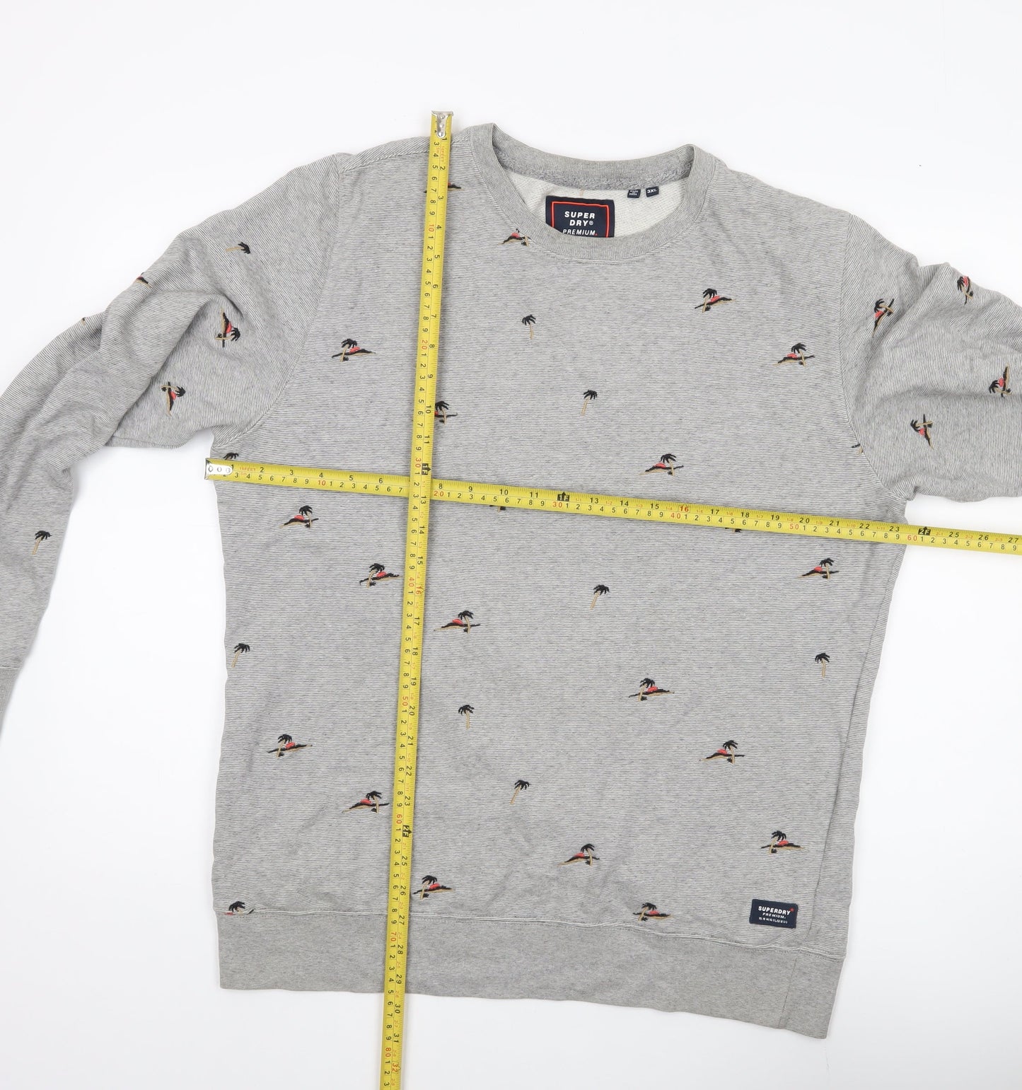 Superdry Men’s Grey 3XL Crew Neck Pullover Sweatshirt Embroidered